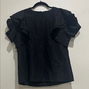 SHEIN Black Ruffle Sleeve Blouse